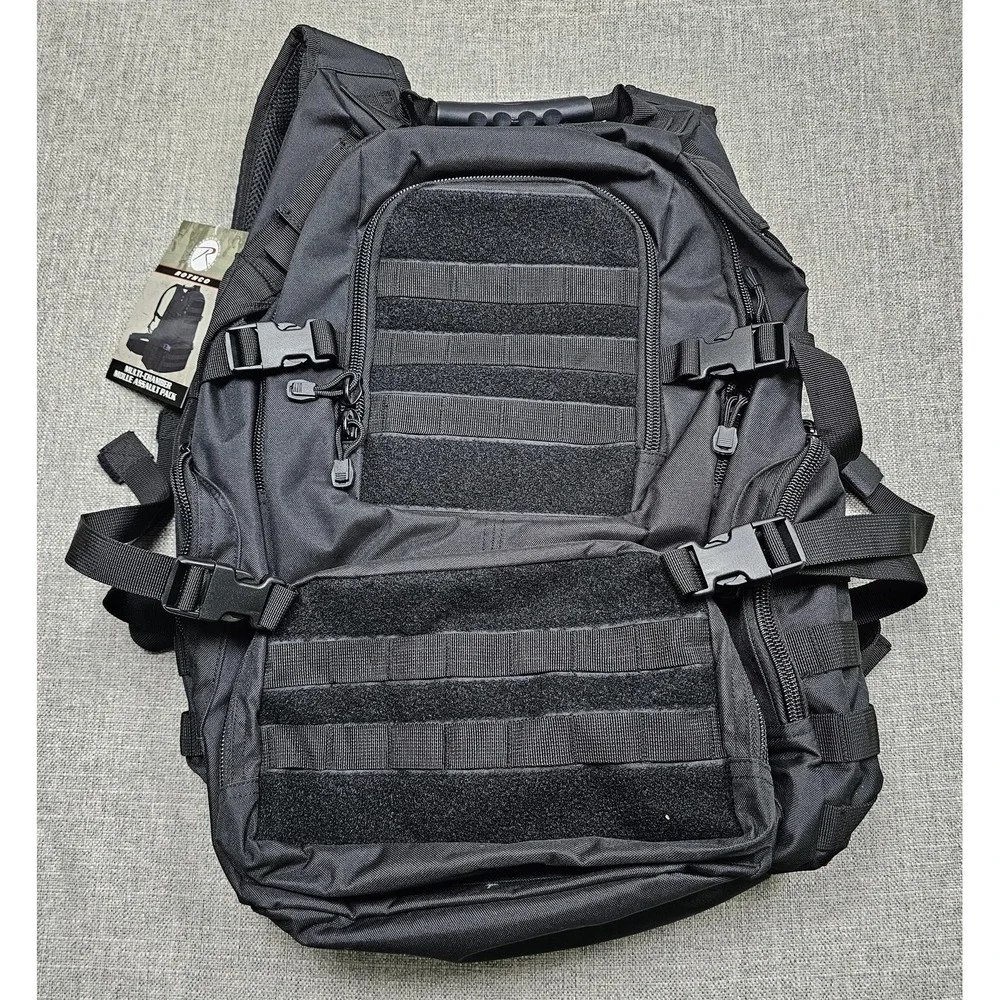 Rothco Multi-Chamber MOLLE Assault Backpack Black Hiking Laptop Men OSFA Bag